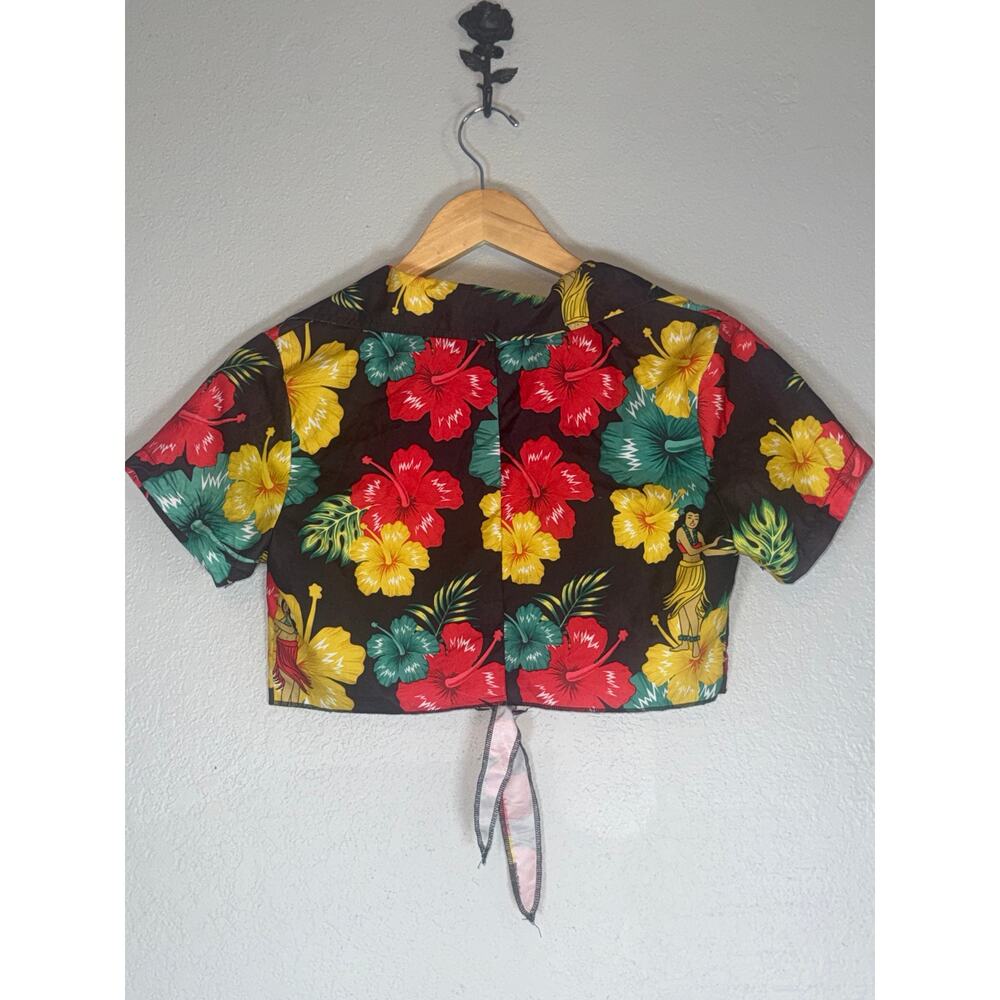 Ace Ventura Pet Detective Hula Girl Hawaiian Crop Top Small Tropical Tie Front - Picture 3 of 6